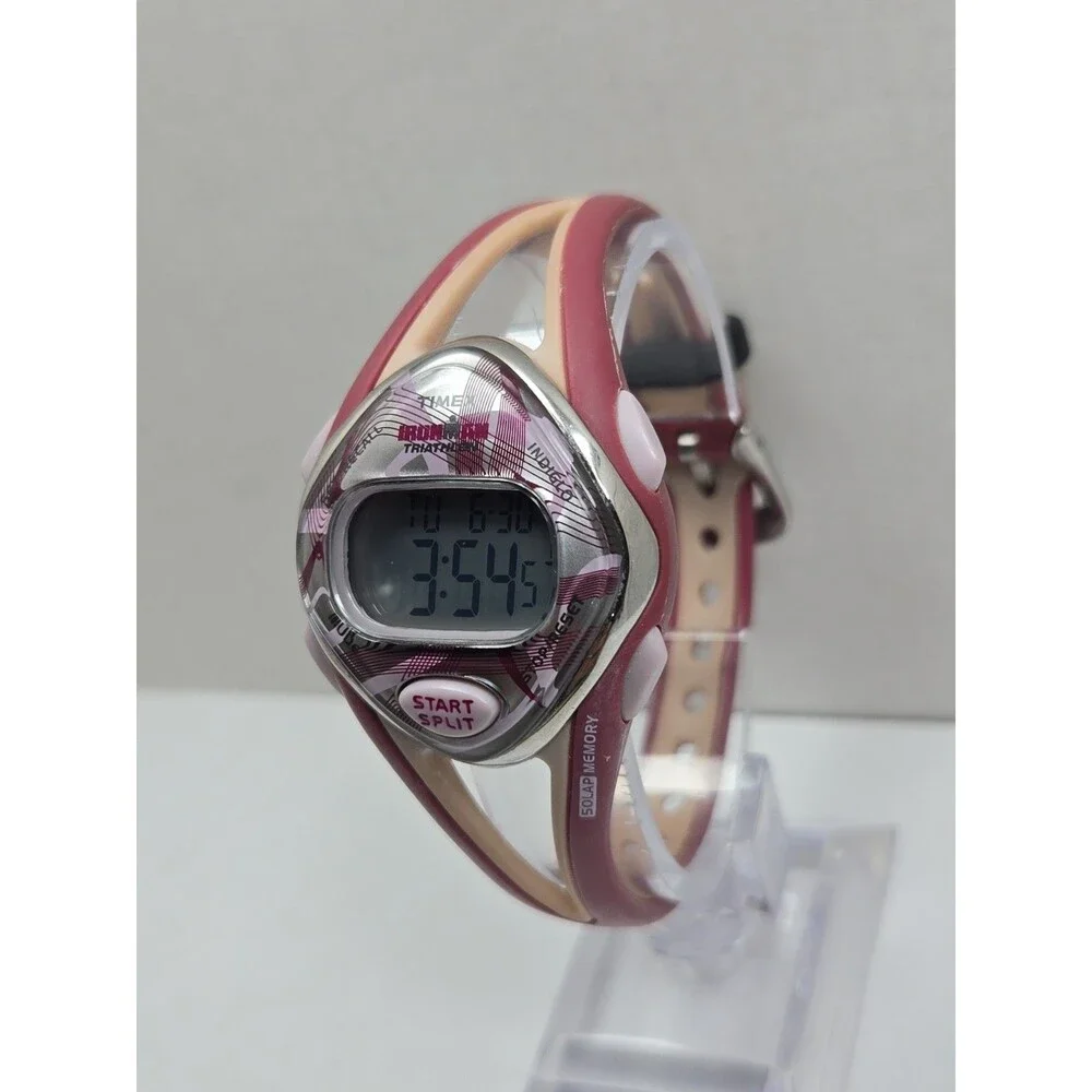 Timex Ironman Triathlon 50Lap Mauve Pink WR100 Digital Watch New Battery - Read